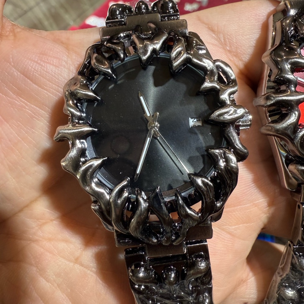 Chrome Bezel Watche Red Dial
